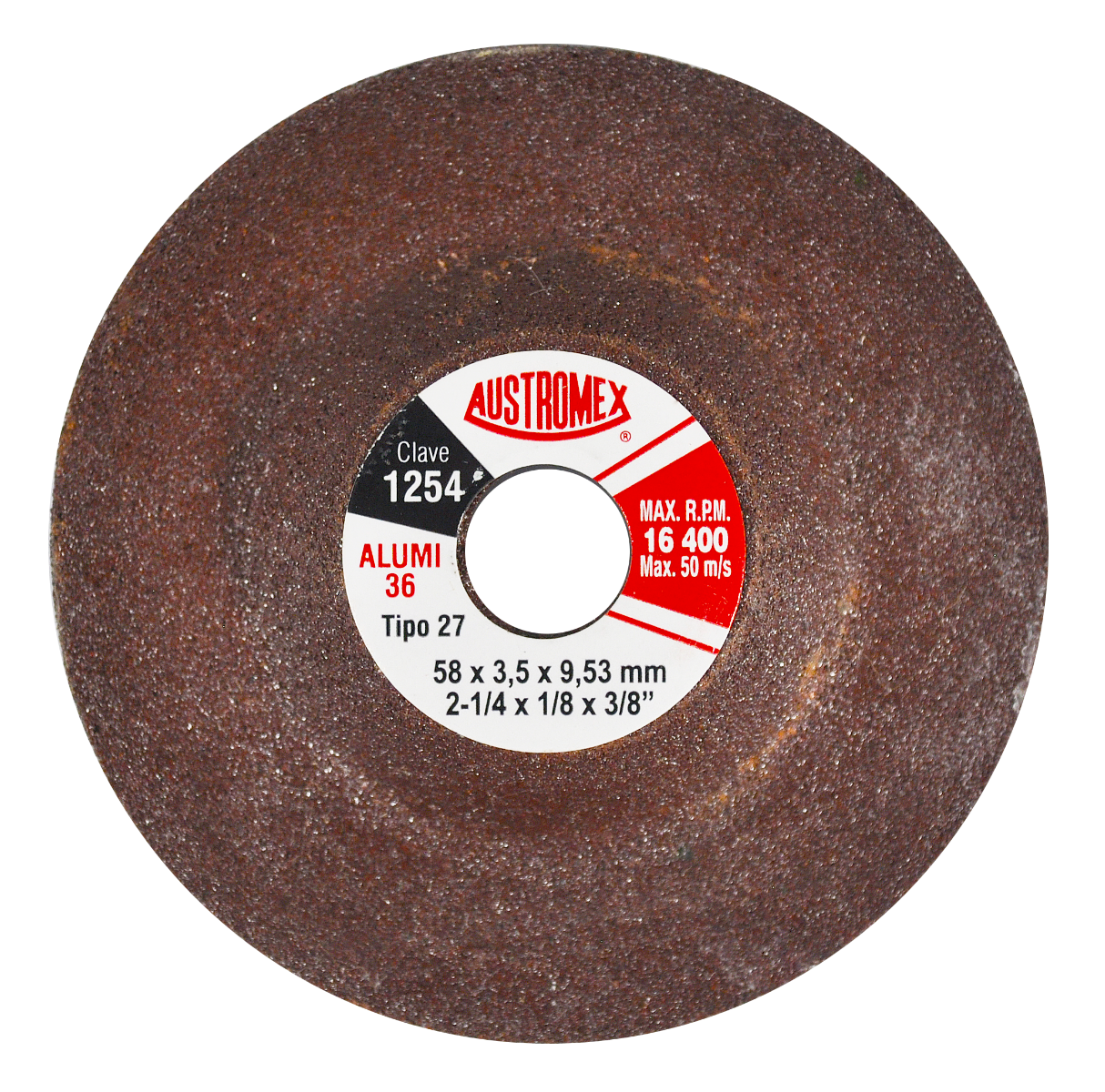 Type 27 disc of 58 mm for grinding and deburring aluminum and other non-ferrous metals. Offers high cutting speed and long service life, does not clog and leaves an excellent finish.