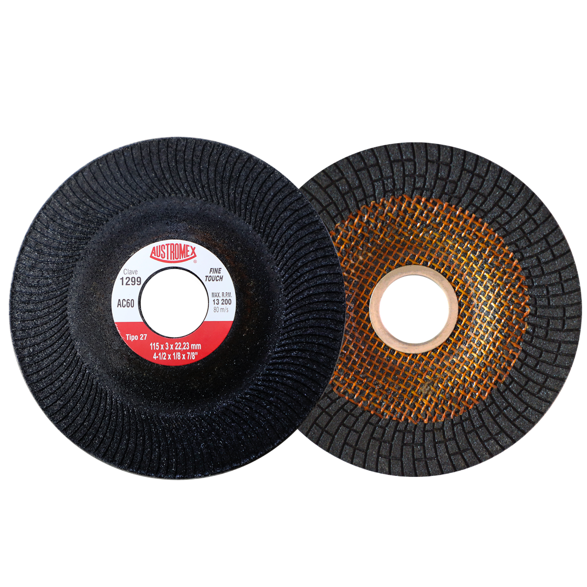 Abrasive disc for grinding carbon steel, measuring 115 x 3 x 22.23 mm. Provides excellent finishes and high performance, achieving smooth and clean grinding. Can replace flap discs.