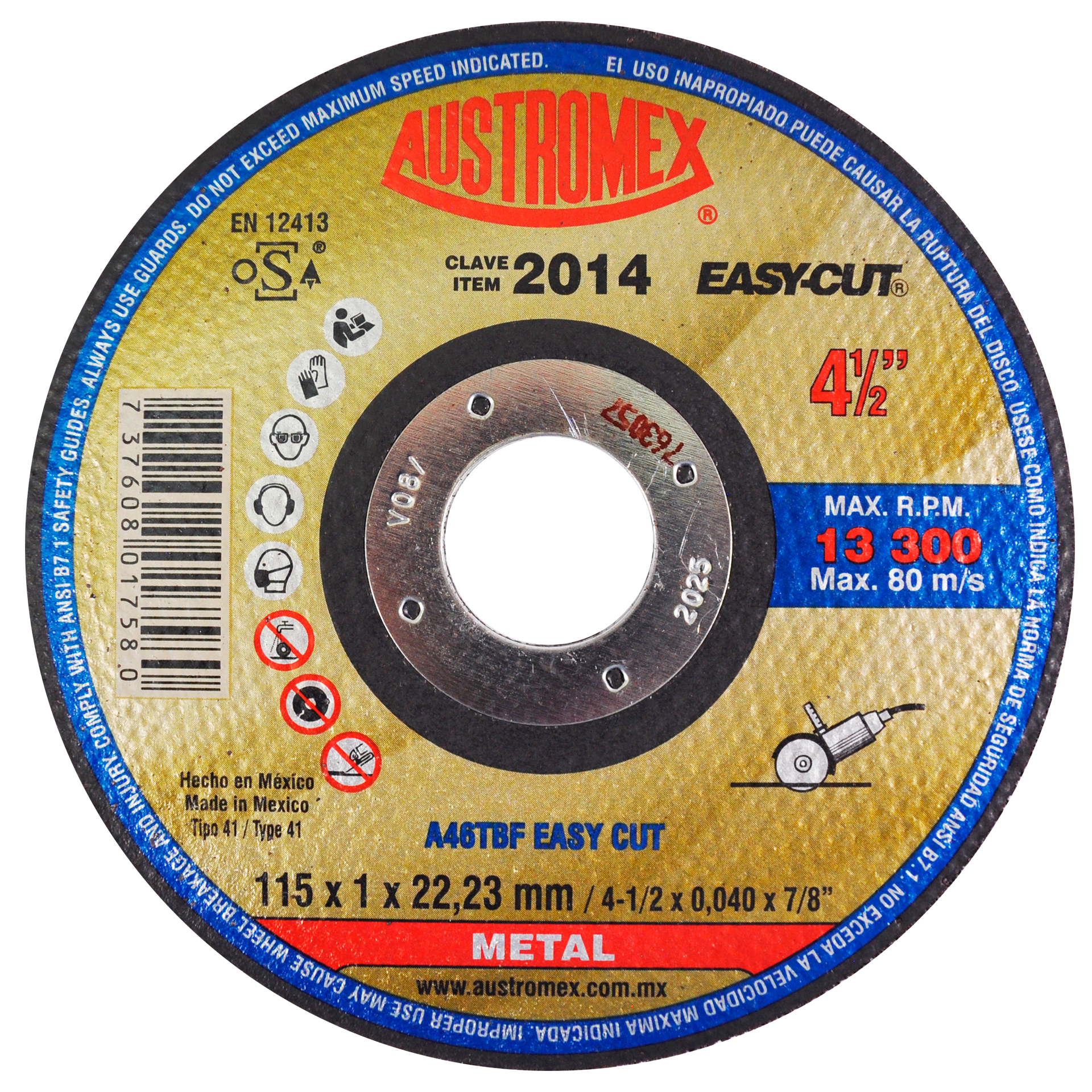 Abrasive disc for fast metal cutting with minimal burrs. Produces few burrs, high cutting speed, cool cutting, and good price-performance ratio.