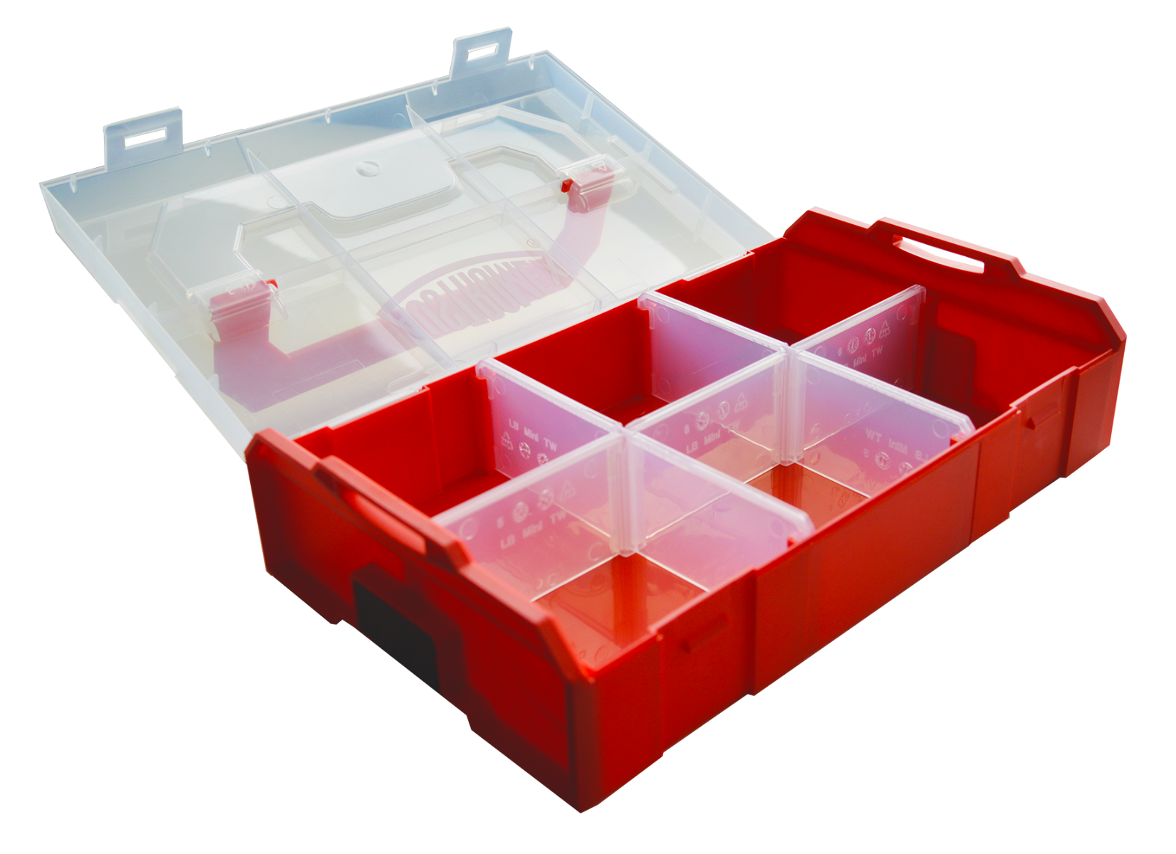 Caja de plástico para guardar diversos y pequeños artículos de 260 x 155 x 55 mm.