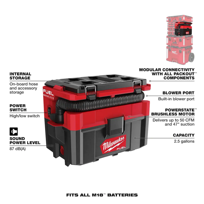 M18 FUEL 2.5 Gallon Wet/Dry Vacuum w/ PACKOUT (0970-20) 4